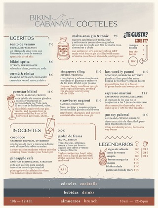 Carta de Brunch Bikini Cabanyal
